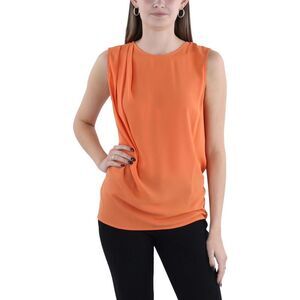 BCBGMAXAZRIA Womens Orange Pleated Tank Blouse Wrap Top Shell NWT